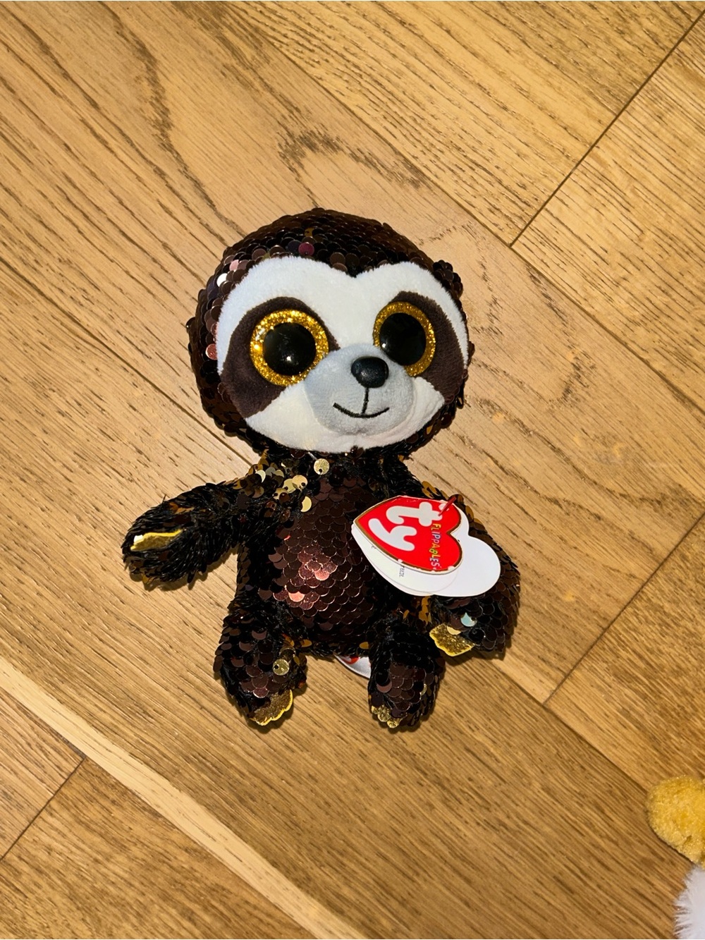 Ty Sequin Sloth Plush - Brown & Gold